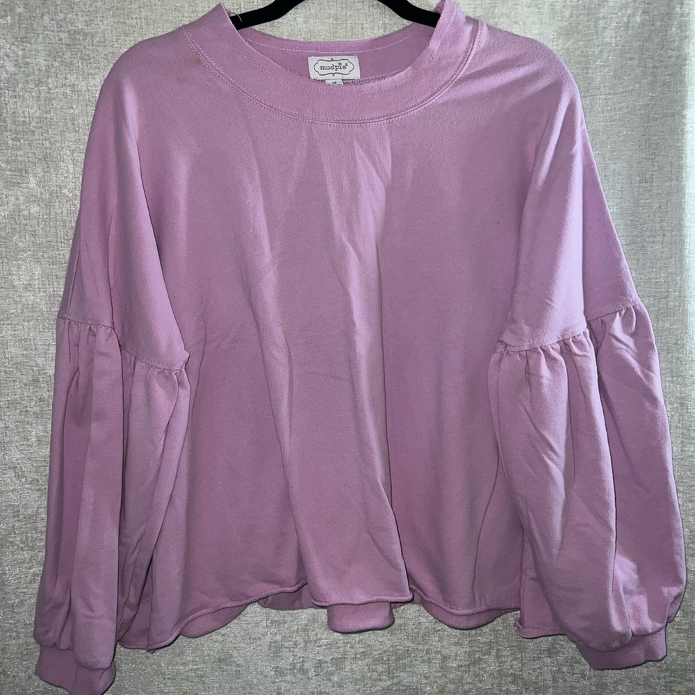 Mud Pie Lilac Ruffle Sleeve Sweatshirt